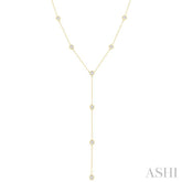1 ctw Bezel Set Round Cut Diamond Y-Shape Lariat Station Necklace in 14K Yellow Gold